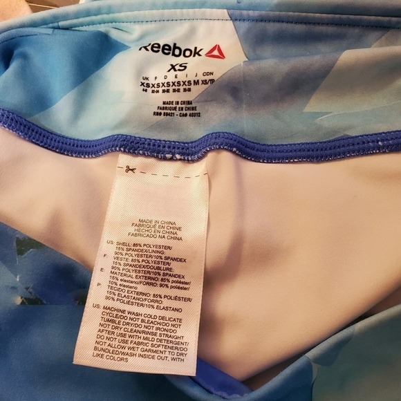 Reebok Leggings Womens Size XSmall Blue Ocean Theme Stretch Gym Yoga Beach - Picture 6 of 7